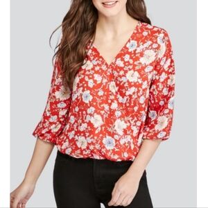 Floral Woven Wrap Blouse